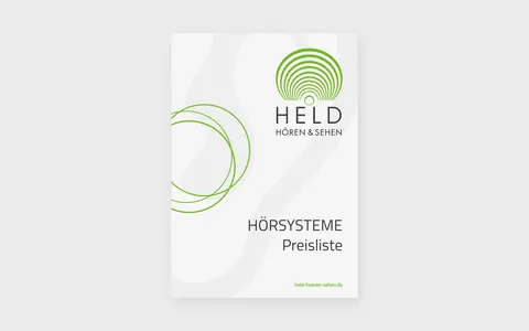 Titelblatt der Preisliste Hörsysteme von Held Hören & Sehen